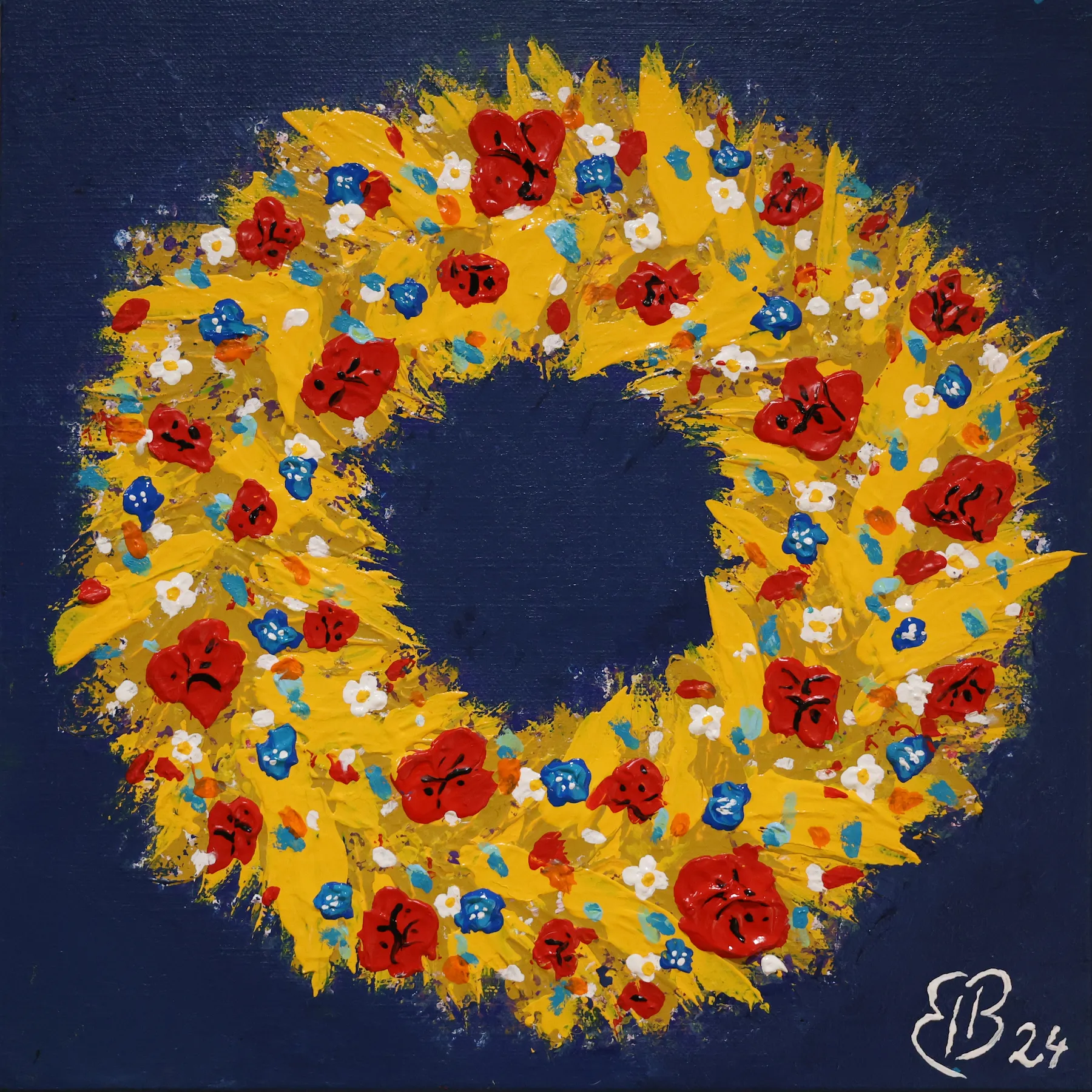 Wianek
Acrylic on canvas
30x30 cm, 2024
Painting by Bernadeta Bardo